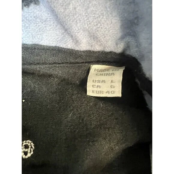 PJ Salvage Pajama Top Women's L Dogs Eyeglasses Flannel Button Up Blue - Picture 14 of 16